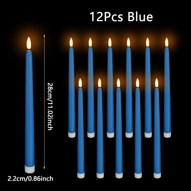 24 PCS Set with Remote Control LED Taper Candles Artificial Black Flameless Flickering Candle Christmas Lights Home Birthday Wedding Candles Battery