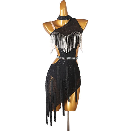 Low-Price Sales are Limited NEW S-2XL 4 Colors Latin Dance Competition Costume Salsa Tango Samba Dance Dresses Sexy Tassel Party Costume Fringe Dress Practice Clothing Ballroom Competition Dancing Dresses