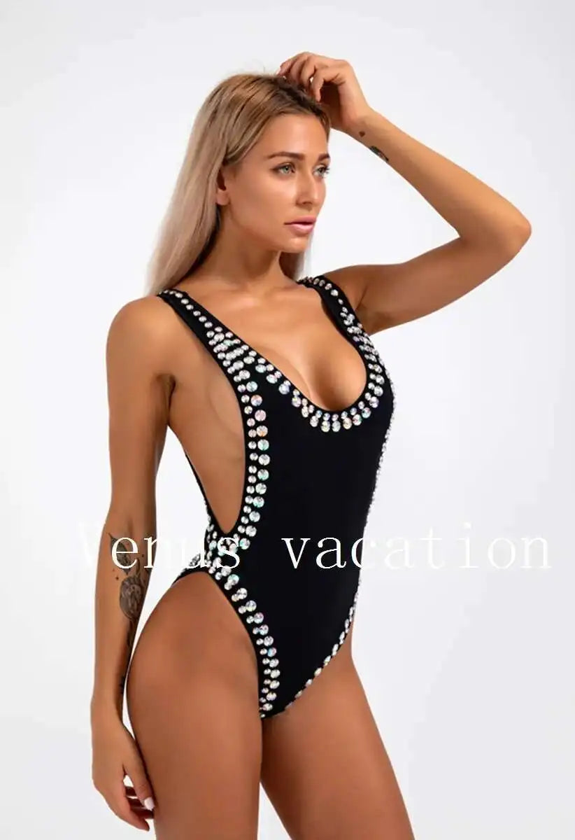 NEW Ladies Luxurious Rhinestones Diamonds Swimsuit Exterior Boutique High-End One-Piece Bikini Women Luxury Swimwear Beach Wear