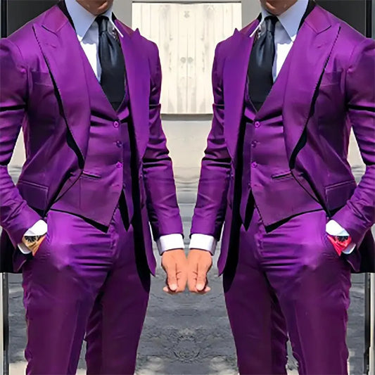 NEW Arrivals 3PCS Set S-6XL PLUS SIZE 7 Colors Men Boutique Business Suits Wedding Evening Party Suit Formal Groom Tuxedos Peak Lapel Blazer Vest Pants Jacket Suit Male Luxury Fashion Clothing Supplies