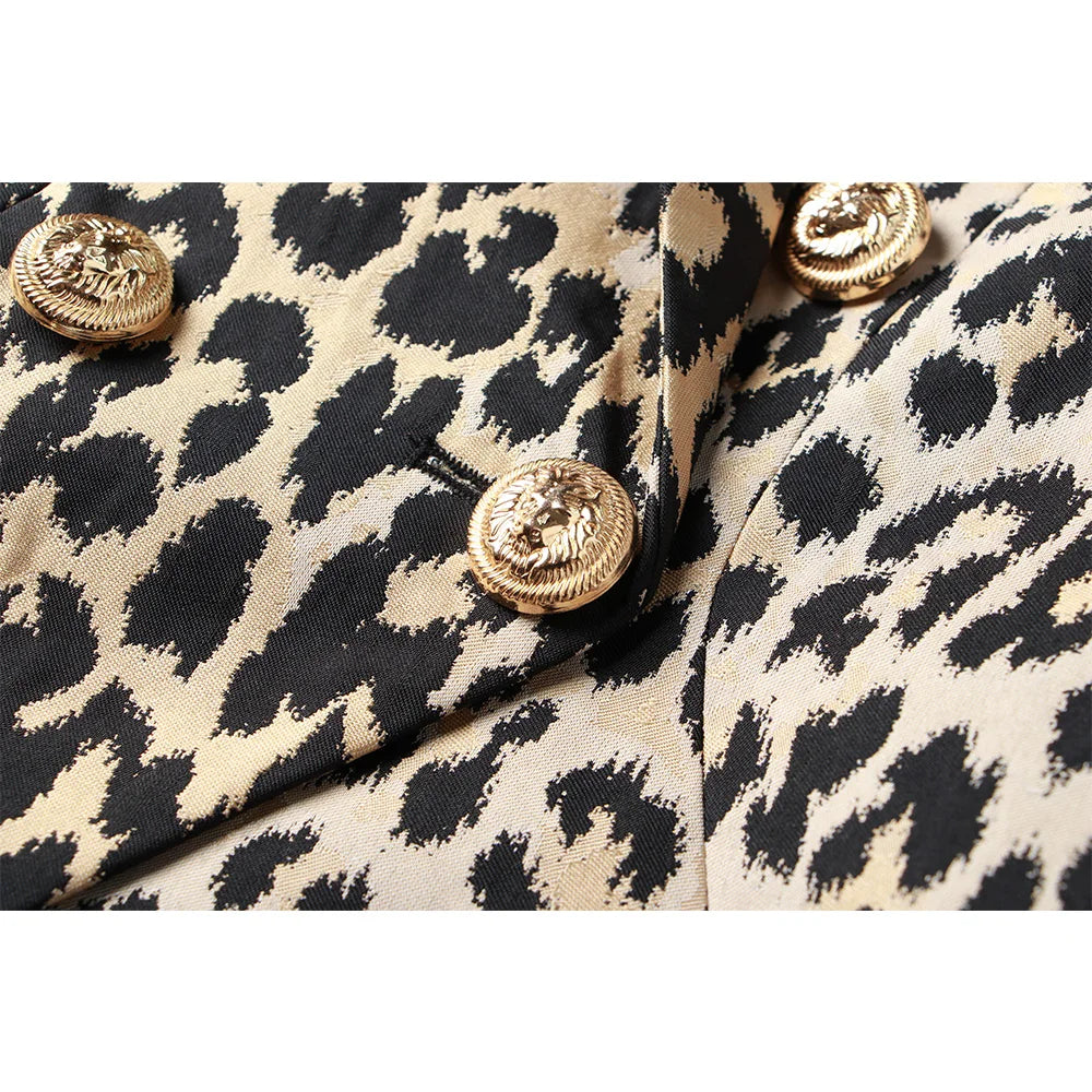 Spring Autumn Customized Fabric Best Quality Bargain Price Women Classic Leopard Printing Slim Street Blazers Female Jackets