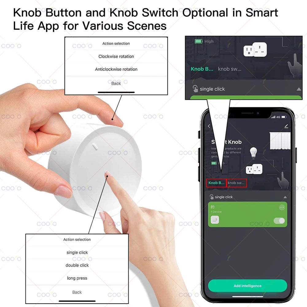New Smart Home Device TUYA  ZigBee Smart Knob Switch DIY Wireless Scene Button Rotatable Dimmer Switch Home Appliances Automation Linkage Remoter
