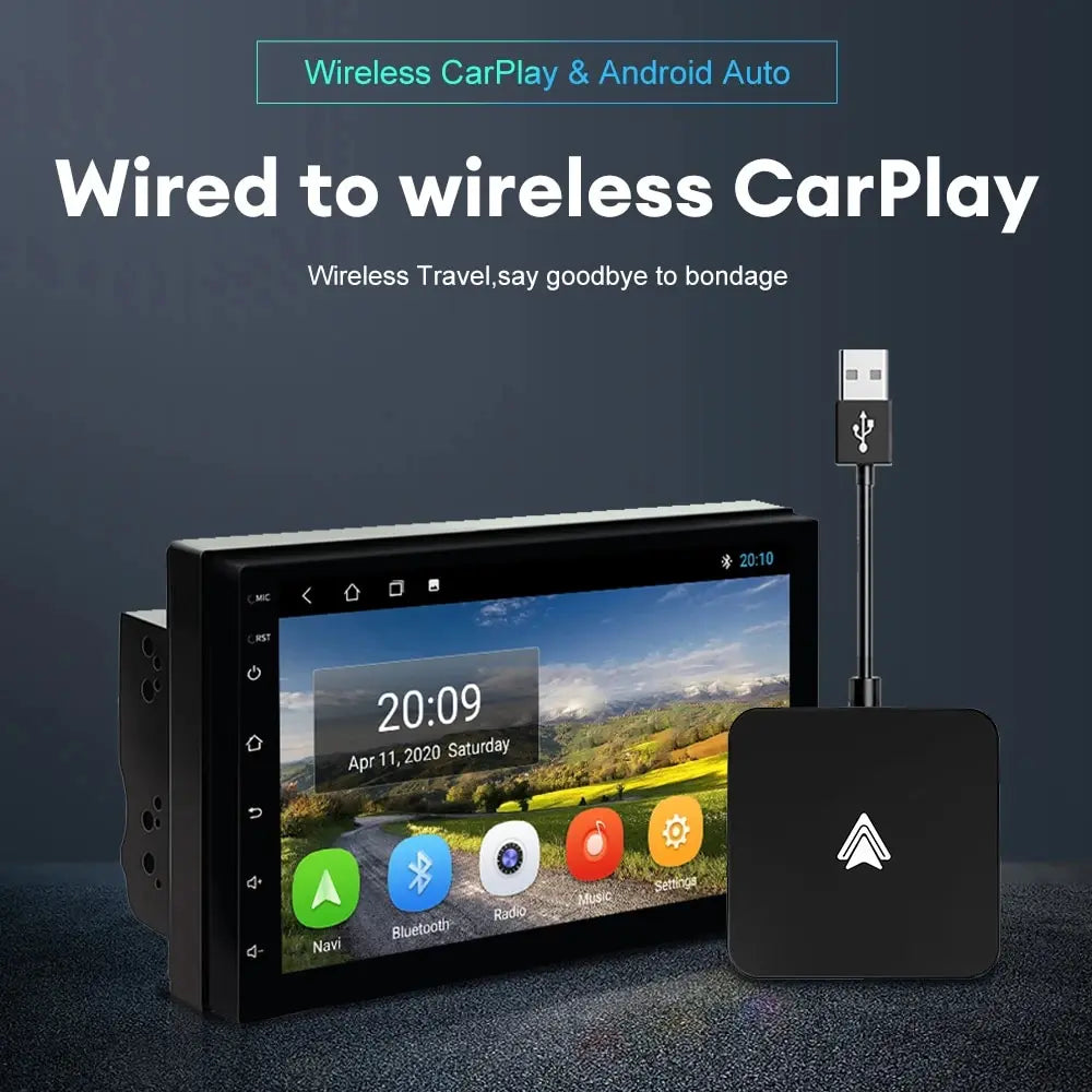 Mini Car Play & Auto Box Dongle Wired To Wireless For Audi Toyota Mazda Nissan Chevrolet Suzuki Subaru Kia Ford Opel Skoda Hyundai