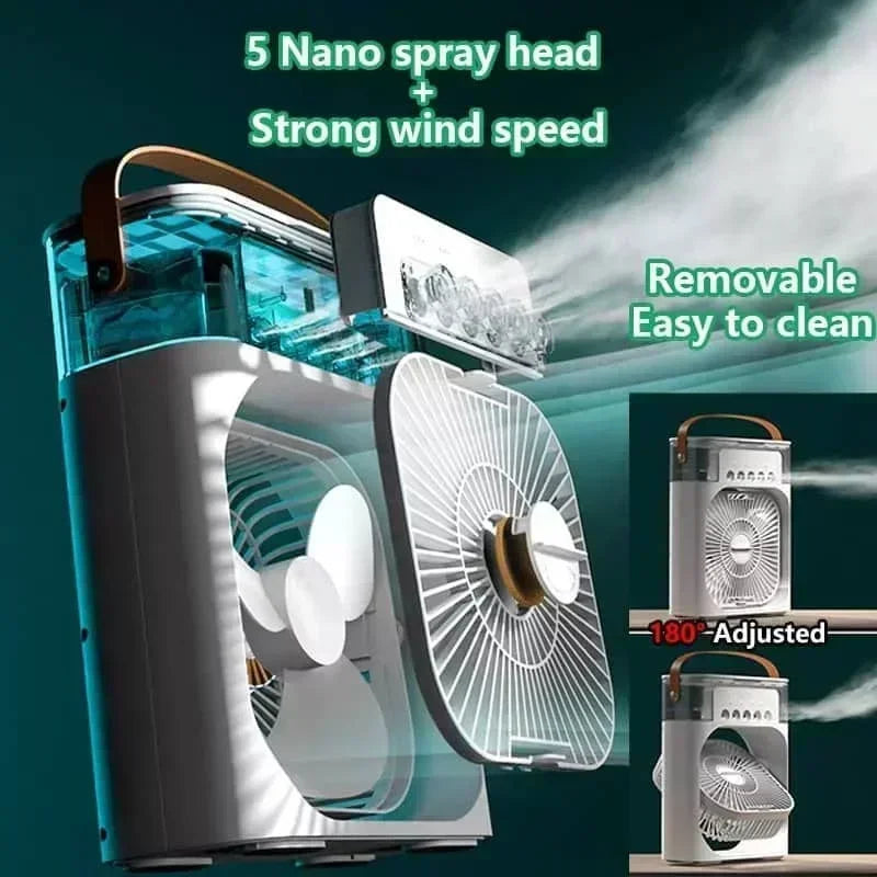 NEW Arrivals 3 In 1 New Fan Air Conditioner Household Small Air Cooler LED Night Light Portable Humidifier Air Adjustment Fan Office Home Fan Supplies