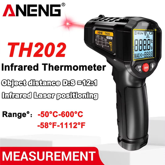 NEW TH202 Infrared Black/Red Color Thermometer Non-Contact -50~600℃ Digital Laser Temperature Meter LCD display Pyrometer Point Gun Tester