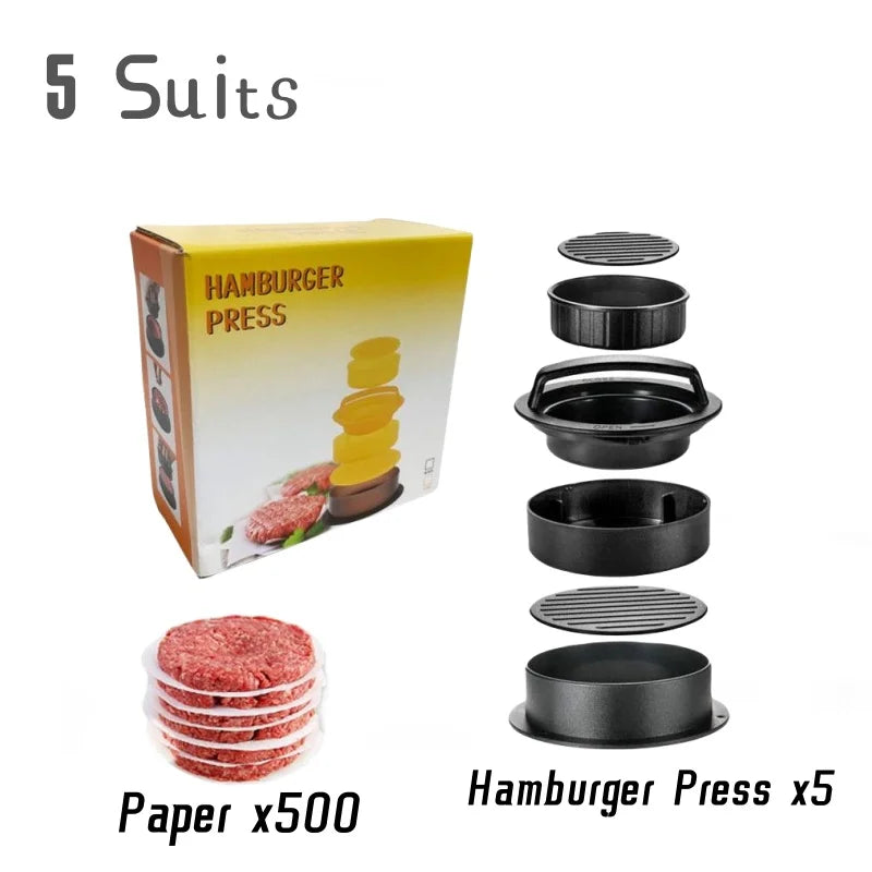 NEW Set Non Stick Hamburger Meat Press Maker Round Shape Stuffed Burger Patties Beef Grill Pie Press Mold Kitchen Accessories