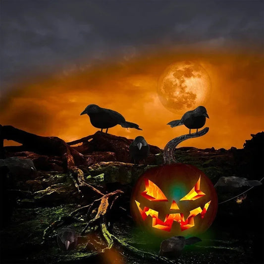 NEW 3PCS Set Realistic Artificial Crows Party Ornament Halloween Decorations  Halloween Party Props Horror Crow Decoration