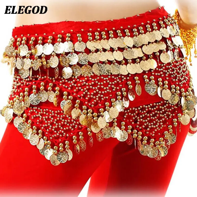 NEW Luxury Women Belly Dance Waist Belt Skirt Adult Sexy Indian Dance Hip Wrap Waist Chain Oriental Lady Belly Dance Hip Scarf Velvet Skirt