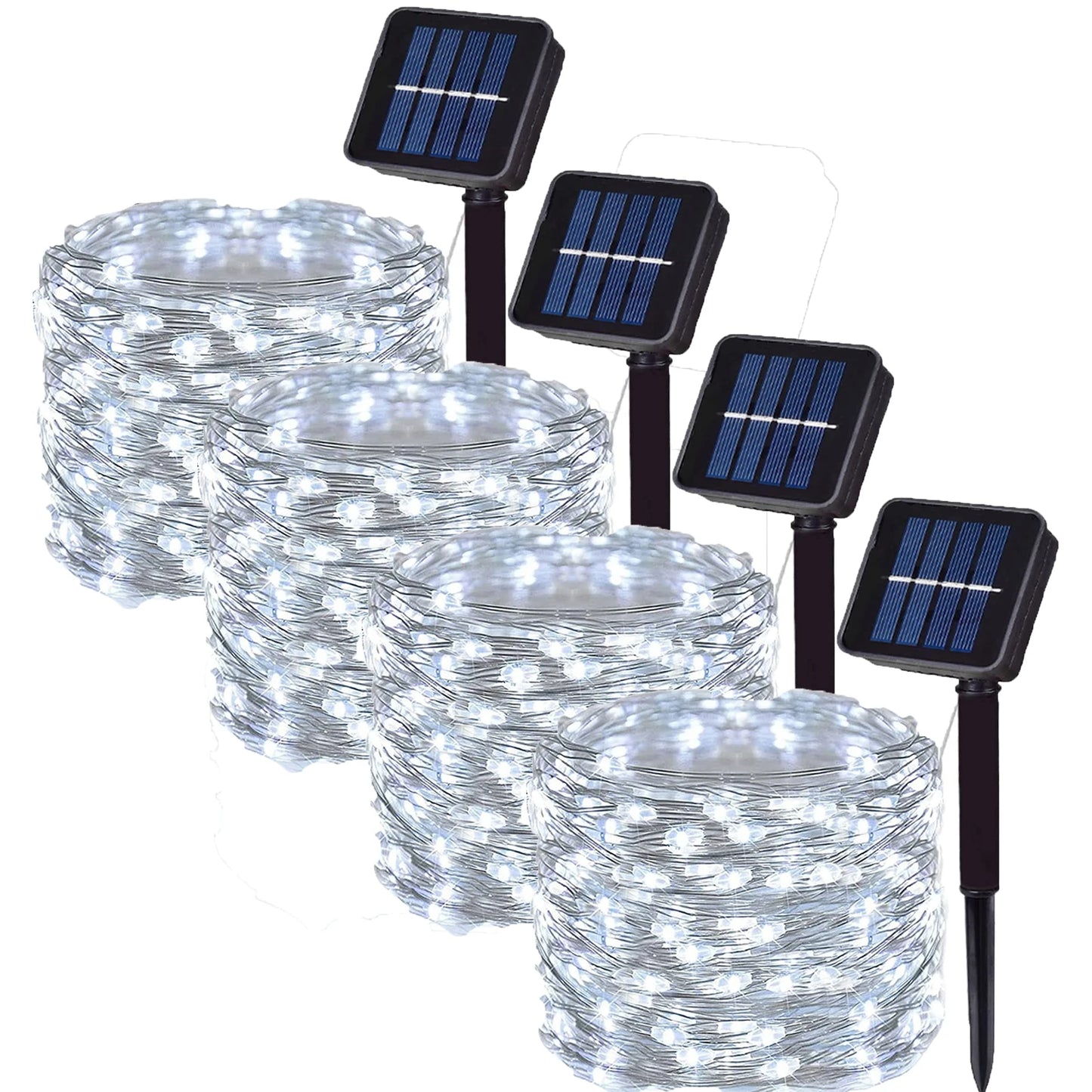 4 PCS Set 22m-200LEDS Outdoor Solar String Light LED Fairy Garland Copper Wire Light Garden Yard Party Christmas Decoration Lamp 8 Mode