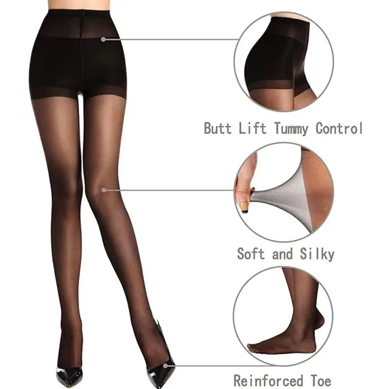 2 Pcs Set Female  High Elasticity Anti Hook Wire Stockings Women Sheer Tights with Control Top 20D Nylon Good Elastic Pantyhose