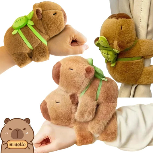 NEW Arrivals 1-10PCS Set Capybara Clap Circle Toys Slap Snap Wrap Wristband Bracelet Capybara Plush Hand Ring Fun Pop Circles Kids  Gift