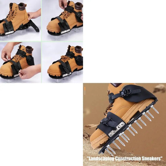 Multipurpose Easy Strap System Aerator Garden Shoes Lock In Place For Safe Stable Lawn Ventilation Compacted Soil Penetration Farm Home Gardening Accessories