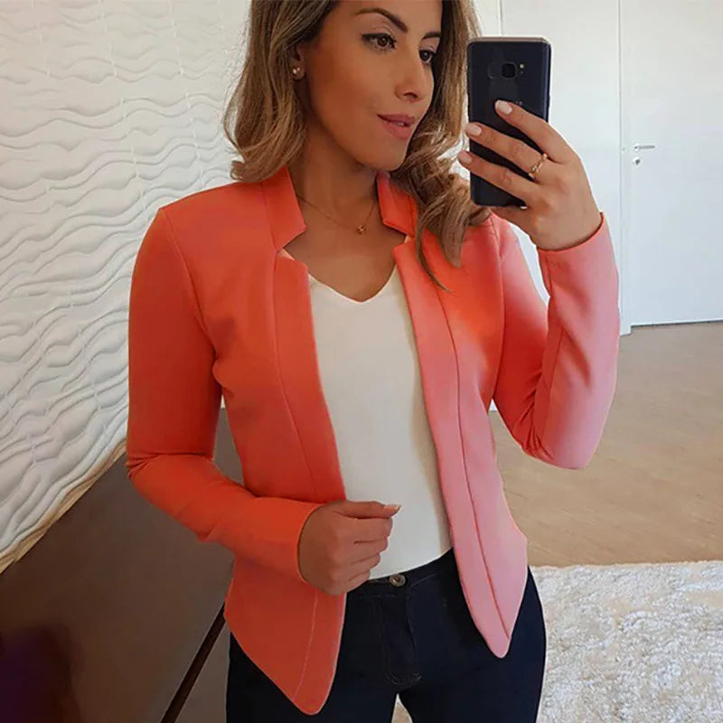 S-3XL UK Plus Size Multi-Colors Women's Clothing New Autumn Winter Spring Blazer Fashion Versatile Long Sleeved Open Collar Casual Suit Jacket Top Blazers Suits