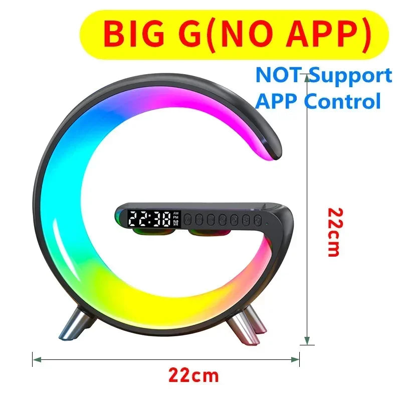 NEW Arrivals LED Smart Wake Up Light RGB Night Light with App Control, Bluetooth Speaker 15W Fast Wireless Charger Desk Lamp for Bedroom Bedside Game Room
