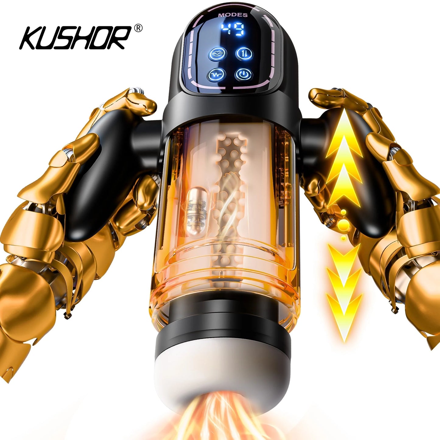 NEW 4 + 1 Automatic Thrusting Sucking Male Masturbator Blowjob Masturbation with Handle LCD Display Penis Pump Stroker Sex Toys for Men 18+