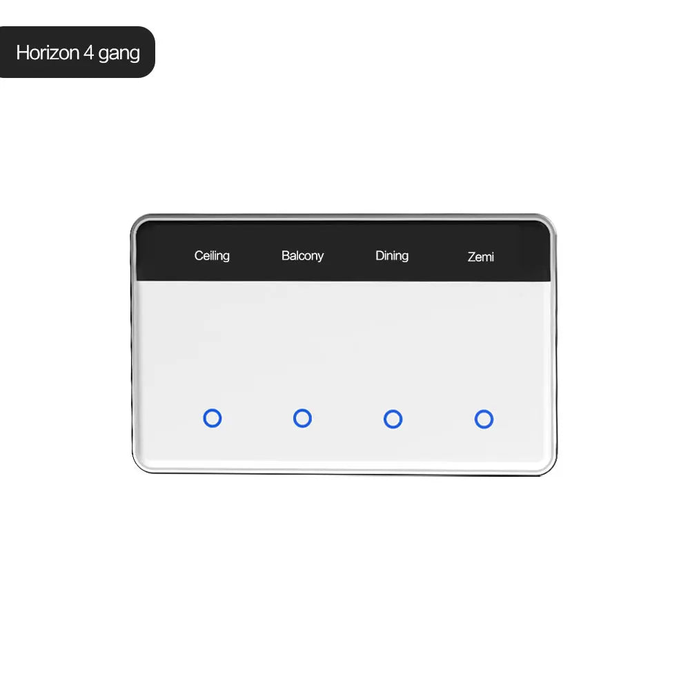4 Gangs Zigbee App Control DIY Name Switch Horizontal Display Touch Screen US Light Switch Works with TUYA Alexa Google Home Voice Control Home Office Lighting Accessories