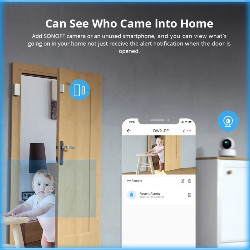 DW2 RF Wireless Door Window Sensor Detector Door Opening Sensor  App Smart Home Security Alexa Assistant