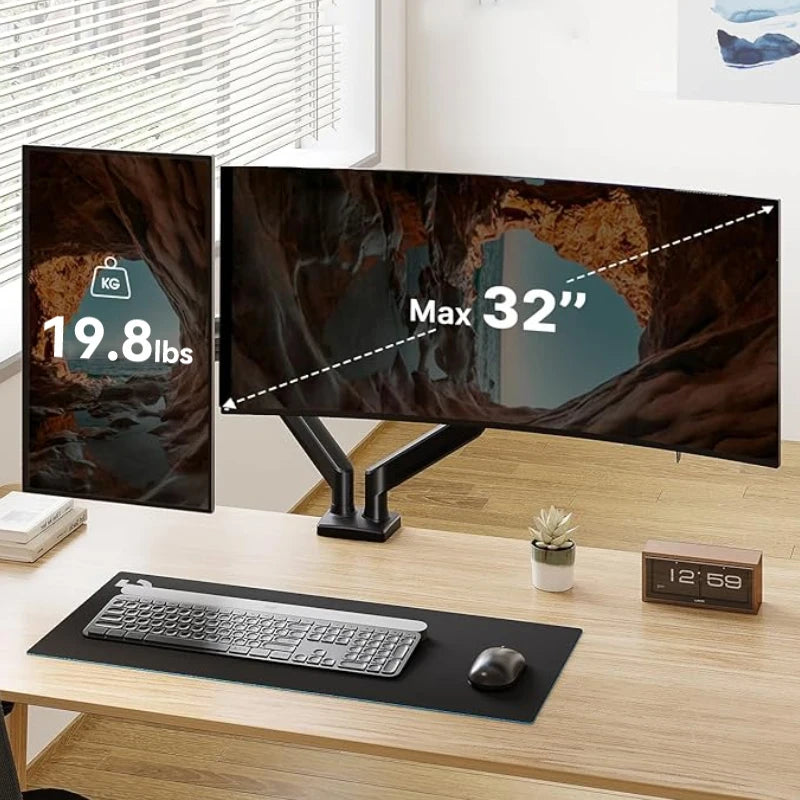 Double Arm Dual Monitor Mount Stand Desk Universal Expandable Display Bracket