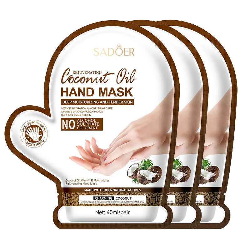 5 Pairs Set Coconut Moisturizing Hand Mask Whitening Nourishing Anti-Aging Hydrating Hand Gloves for Hands Korean Skin Care Products