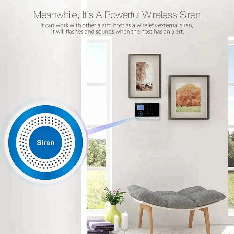 NEW Arrivals Mini Alarm Siren Wireless 433MHz Sound & Light Indoor Strobe Siren High Decibel Horn Siren For Home Security Alarm System