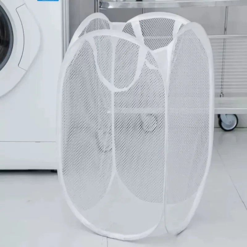 2-6 PCS Set Folding Dirty Laundry Sorting Basket Washing Frame Bathroom Cloth Mesh Storage Bag Frame Bucket Laundry Organizers Storage Pouch Laundry Accessory Sets