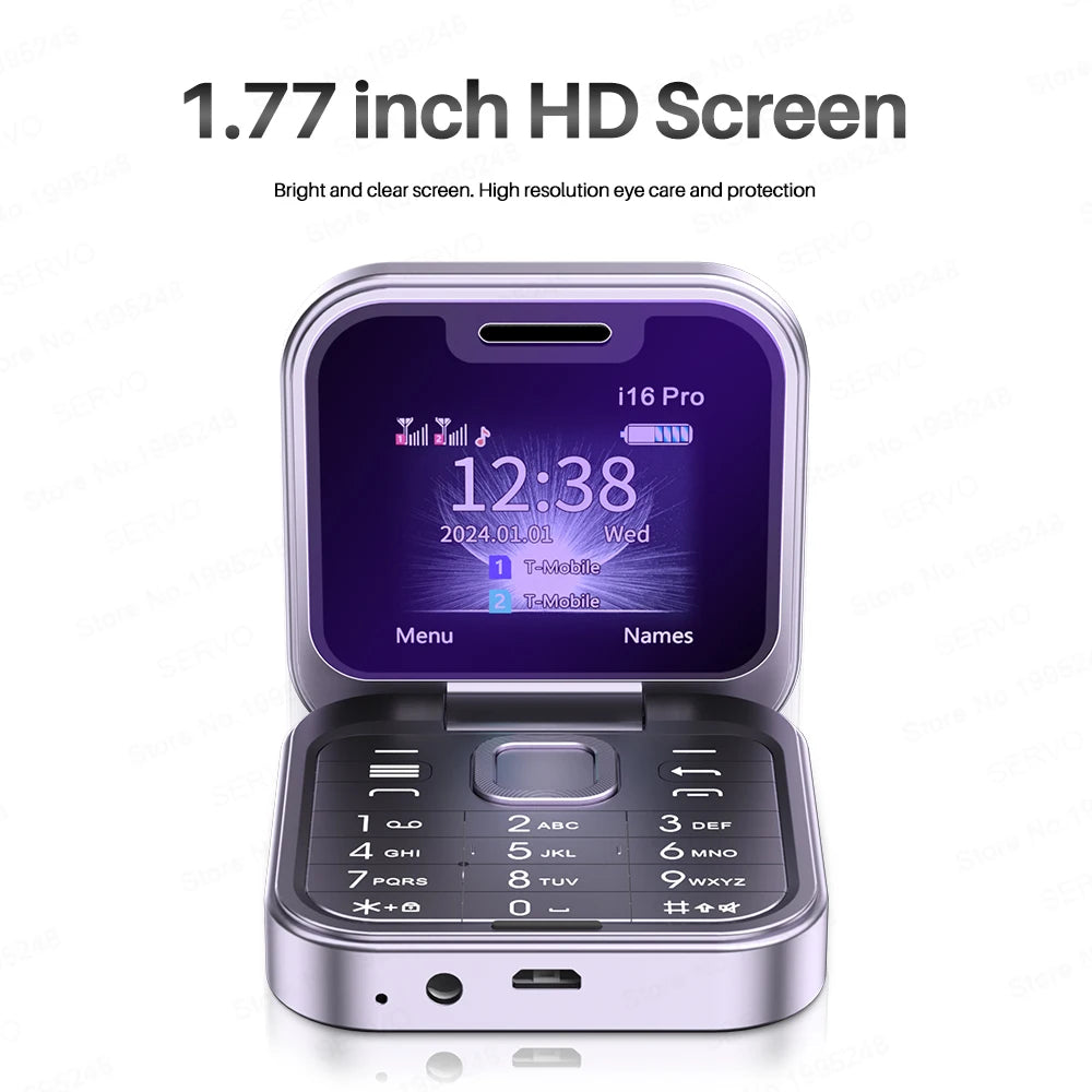 NEW!!!! Mini Flip Mobile Phone FM Radio Magic Voice Blacklist Speed Dial Vibration 2SIM Card Small Display Foldable Phone