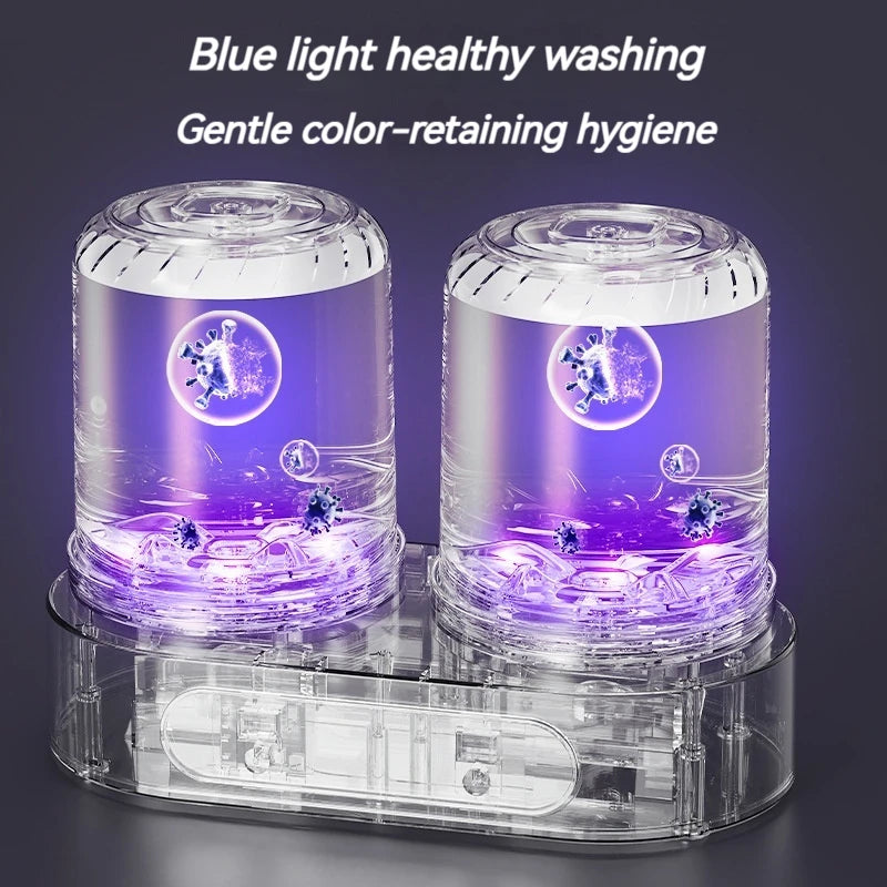 Double Cup Washing Machine for Underwear and Socks, Babies Clothes, Mini Laundry Cup, No Installation Needed, Small and Portable Home Indoor Outdoor Travel Camping Washing Machine