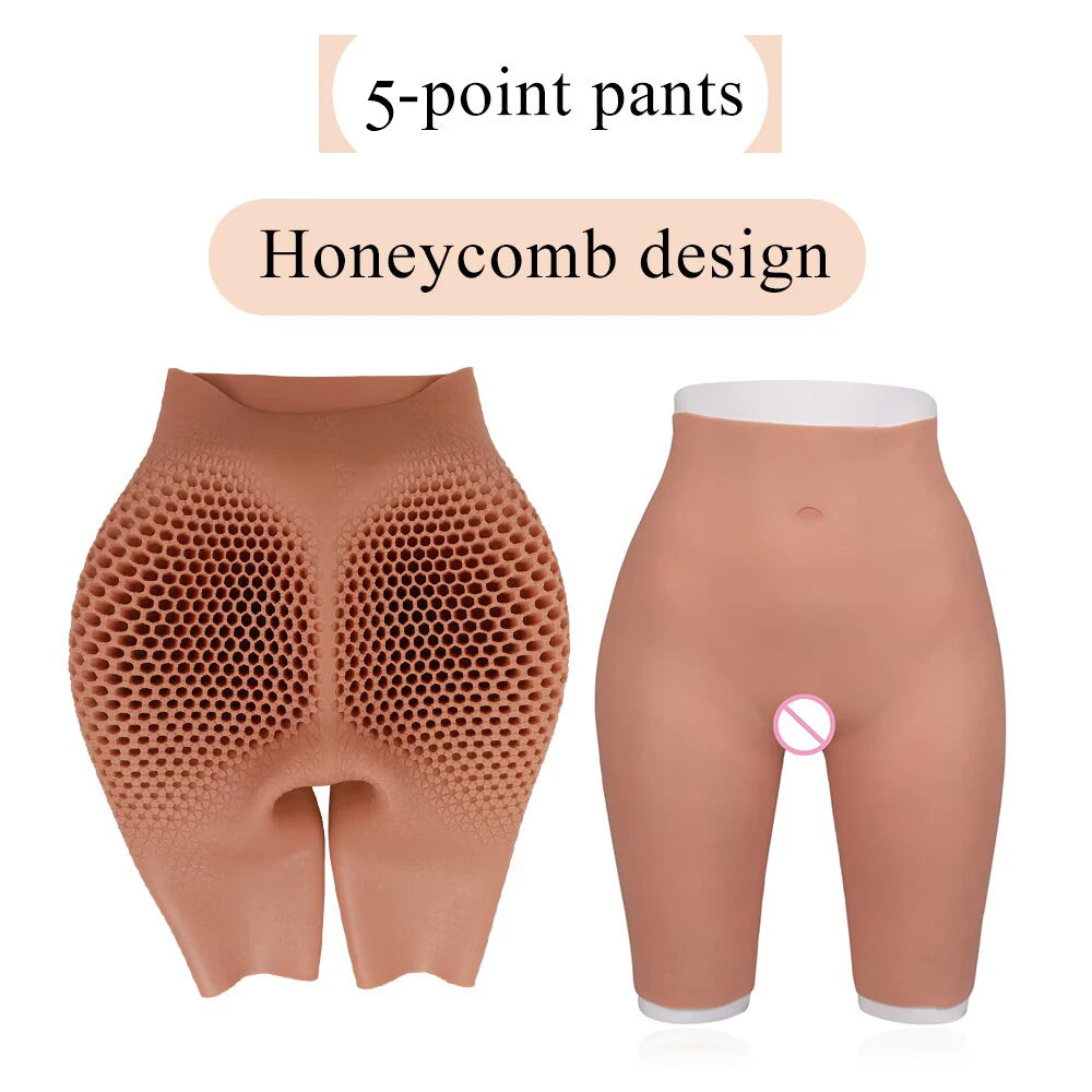 S - L Size 5 Point Pants Silicone Buttock Thick Hips Fake Buttocks Panties Enlarger Enhancement Butt Pants Silicone Buttock Cosplay Drag Queen Women Men Underwear