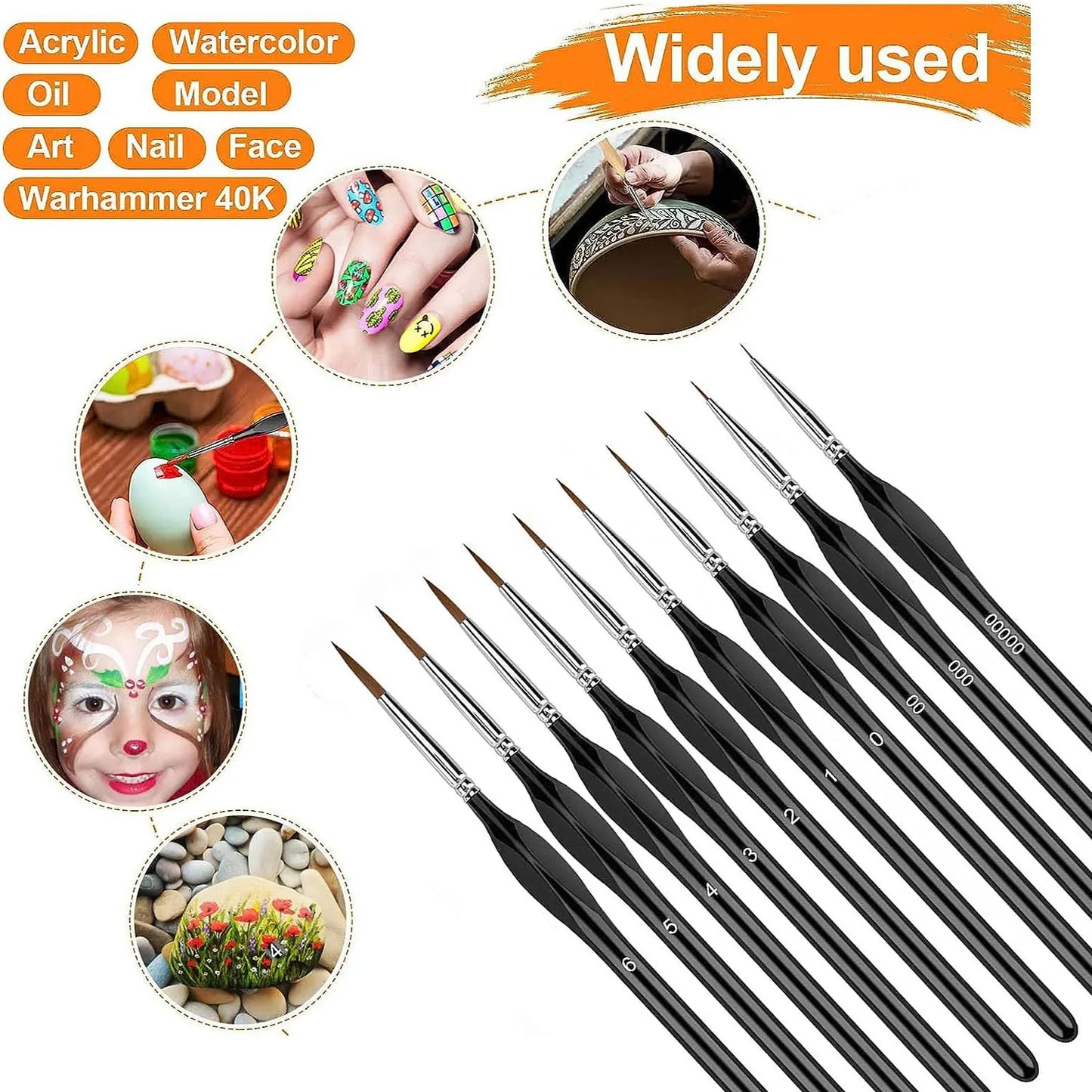 10 Pieces Fine Detail Paint Brush Miniature Painting Brushes Kit Mini Paints Brush Set for Acrylic, Watercolor, Oil, Face, Nail