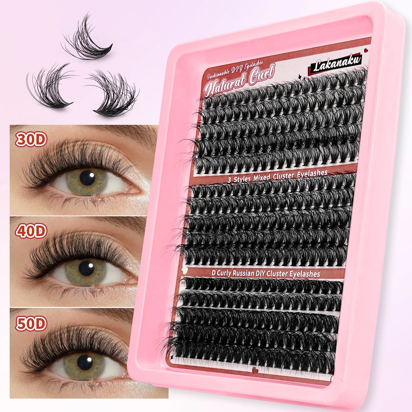 NEW  168 Fans Dry Cluster Lashes Cat Eye Lashes Invisible Band Premium Mink Manga Lash Clusters Women Cosmetic Accessories