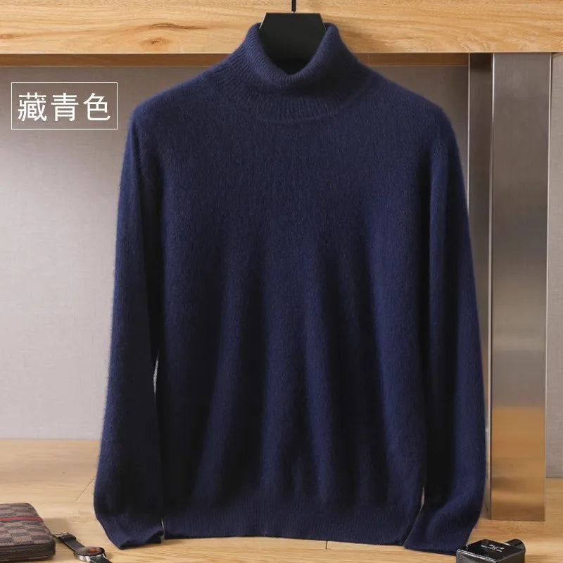 S-3XL Plus Size 5 Colors Women's Men's 100% Pure Mink Cashmere Sweater High Lapels Pullovers Knitted Winter New Tops Long Sleeve High-End Jumpers