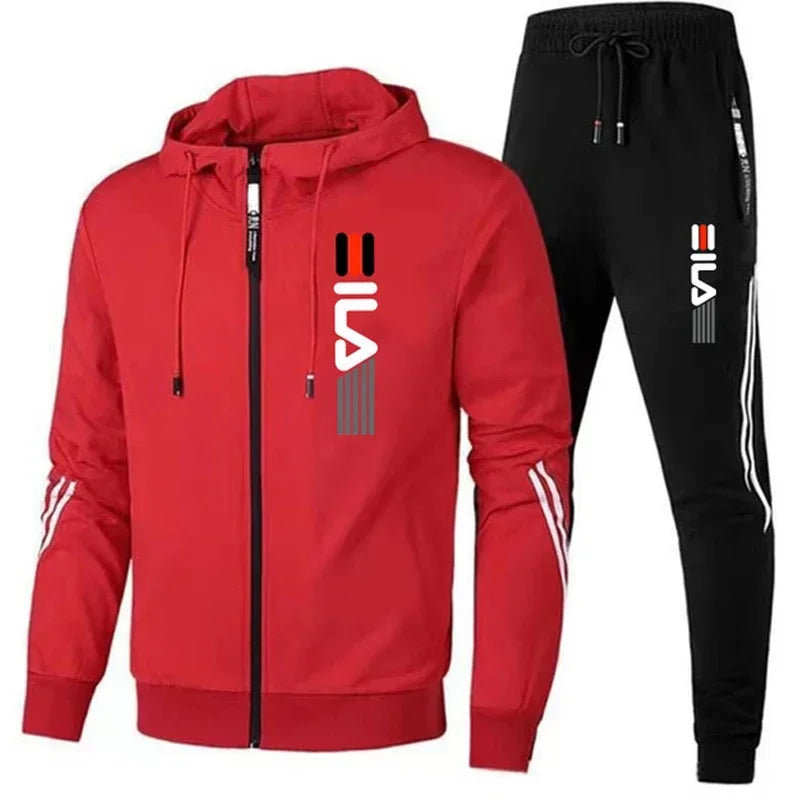 NEW Arrivals 2PCS Set M-3XL 6 Colors Men's Hooded Tracksuit, Zipper Jacket and Sweatshirt Set , Men's Workout Clothes, Hiking Running Gym Sports, Autumn Winter Men Male Fashion Apparel Supplies