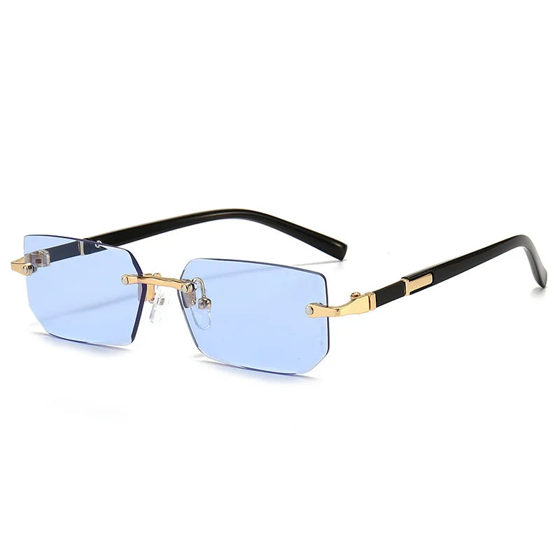 Rimless Sunglasses Rectangle Fashion Popular Women Men Shades Small Square Sun Glasses For Female Male Summer Traveling