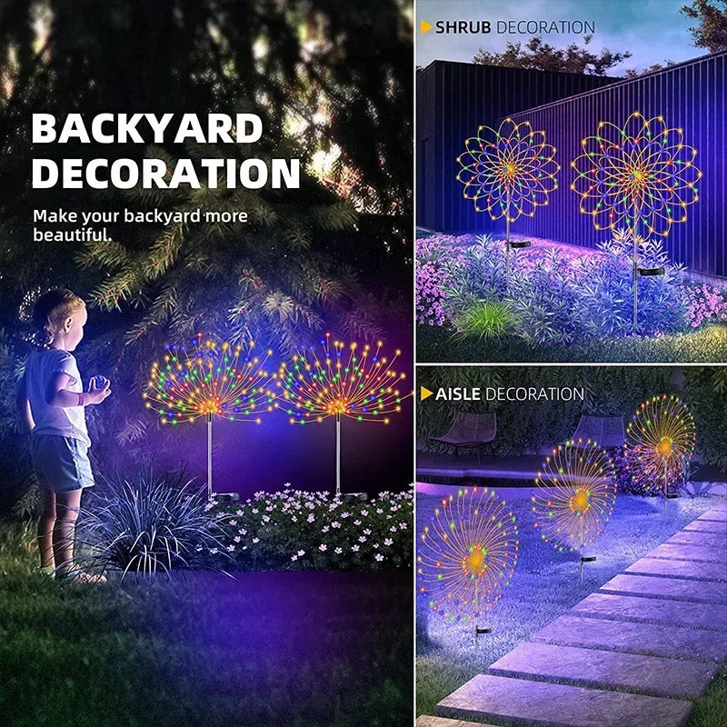 2/4Pcs Solar LED Firework Fairy Light Outdoor Garden Decoration Lawn Pathway Light For Patio Yard Party Christmas Wedding