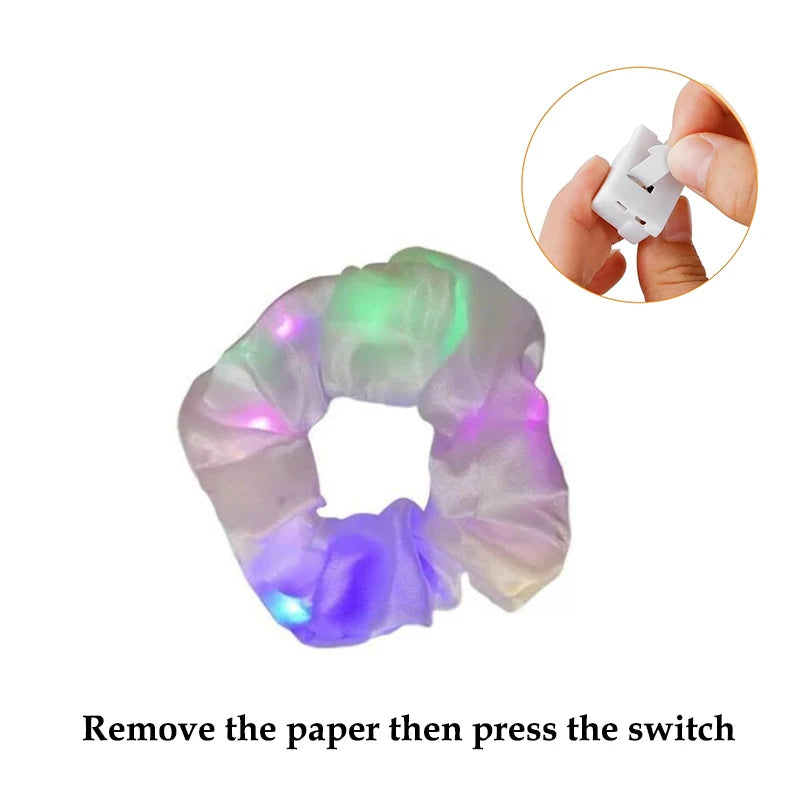 1/10/20 PCS Set LED Luminous Earrings Scrunchies Glowing Hairband Girl Light Up Hair Scrunchy Rave Festival Party Night Clubwear Headwear Supplies Hair Accessories