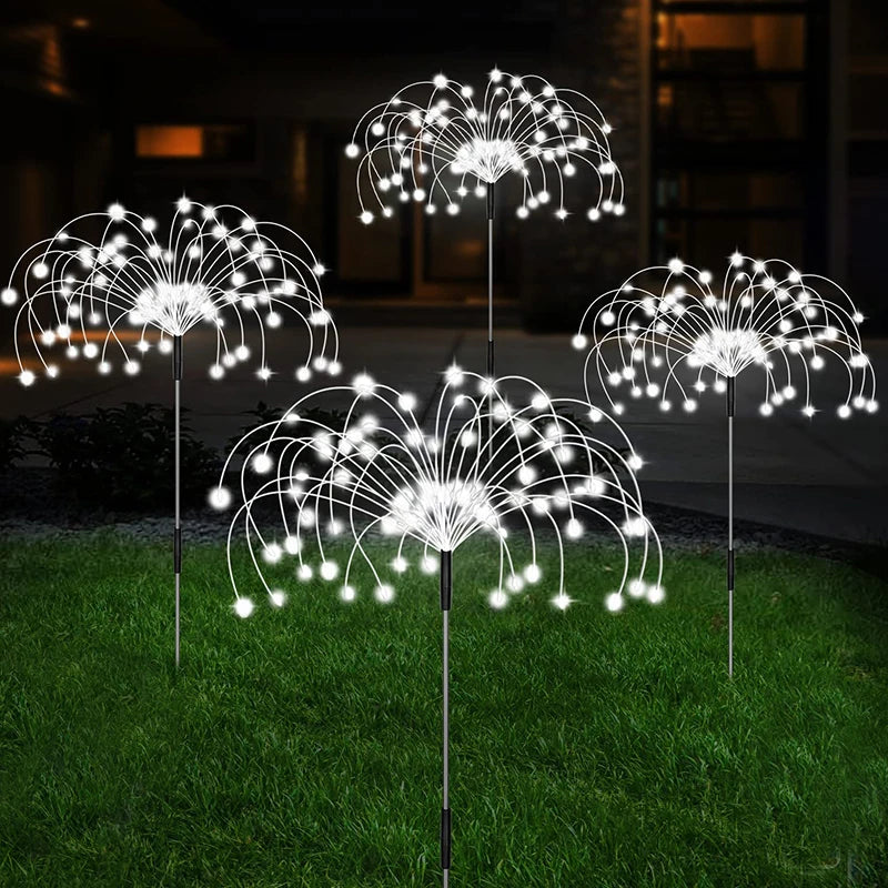 5 PCS Set Solar Firework LED Stake Lights Outdoor Garden Decor Pathway Fairy Light Waterproof Yard Lawn Patio Landscape Decor Solar Lamp