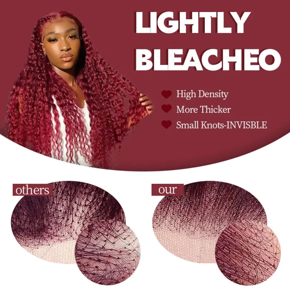 NEW Arrivals 8-36Inches Wet And Wavy 99j Lace Frontal Brazilian Wig Human Hair Burgundy 13x6 HD Lace Frontal Human Natural Hair Wig Red Curly Lace Front Human Hair Wigs