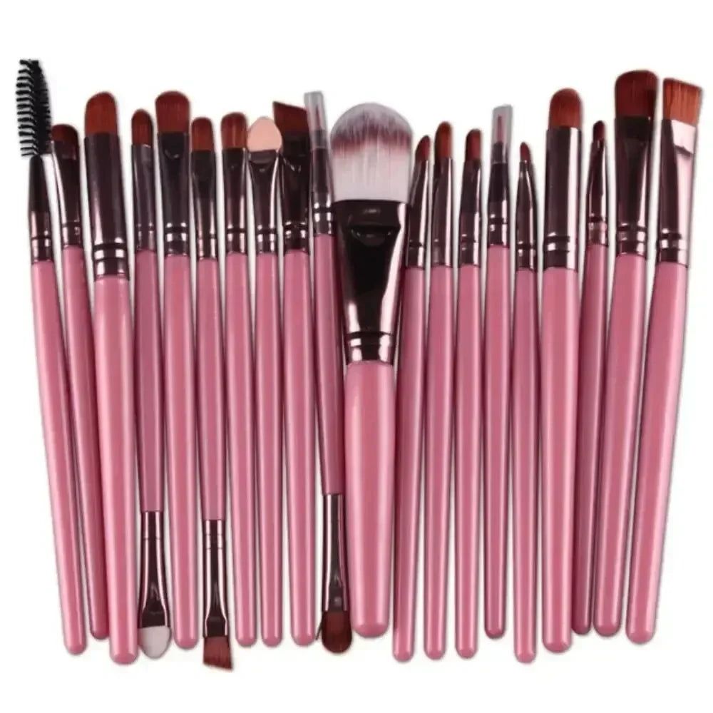 NEW Arrivals 20 PCS 6 Colors Set Make-Up Brushes Set Professional Plastic Handle Soft Synthetic Hair Powder Foundation Eyeshadow Make Up Brushes Women Cosmetics Accessories Beauty Salon Spa Supplies