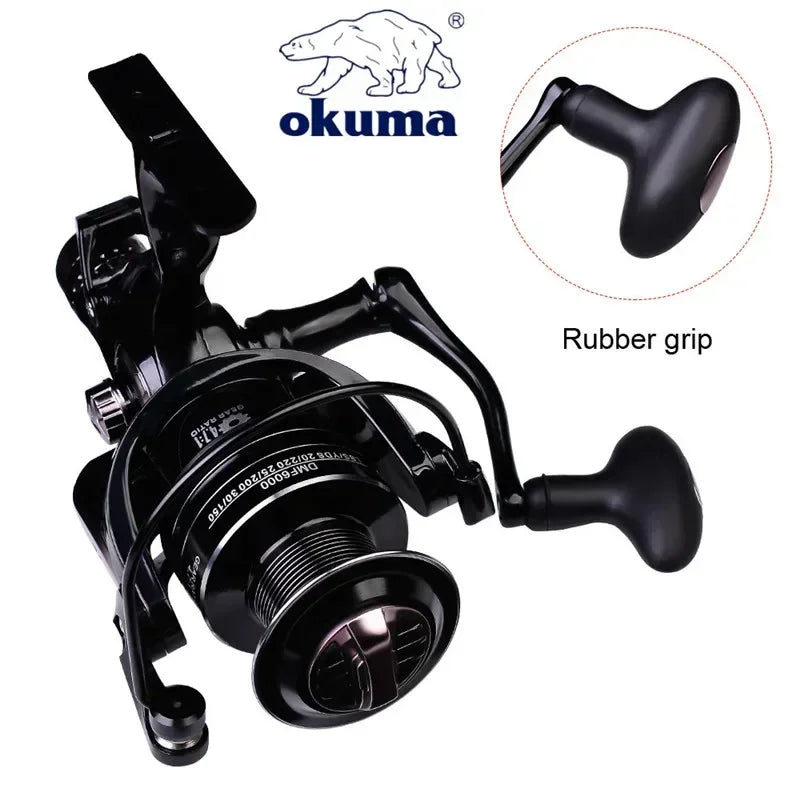 Original Okuma All Metal Wire Cup Professional Spinning Reel Fishing Boat 5.2:1 4.7:1 Rotating Drum 19KG Resistance Rotating Drum Fishing Drum 3000-6000 Series Lake River Ocean Fishing Accessories