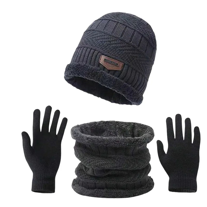 3 PCS Set 12 Colors  -20* Thermal Winter Set Windproof Fleece Hat Scarf Gloves Combo for Outdoor Sports Hiking Cycling Fishing Cold Weather Protection