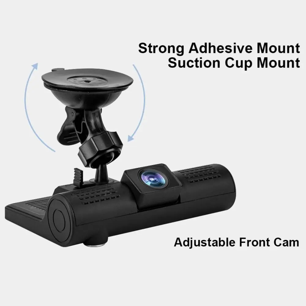Three Lenses Car Driving Tachograph Front Rear Inside Wide Angle 24H Parking Recorder Loop Recording Night Vision Pedestrian Safety Detector Vehicles Security Accessories