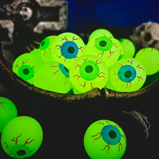 10/20/30pcs Luminous Glow in The Dark Eyeball 32MM Bouncy Ball Halloween Supplies Toys Horror Scary Ball Toys Gift Fake Eyeballs