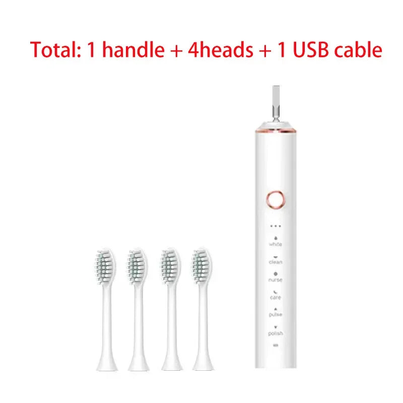 USB Fast Charging Sonic Electric Toothbrush + 8 Head + Box with Smart Timer Rechargeable Adult Toothbrush Set Includes Replacement Heads Women Men Oral Hygiene Supplies