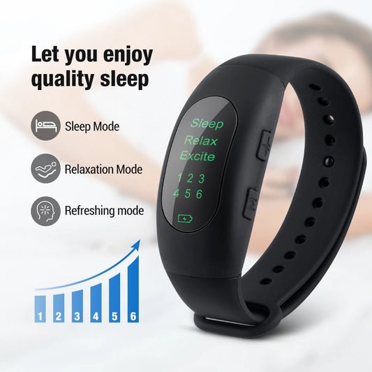 NEW Arrivals Micro-Current Intelligent Sleep Aid Device Fast Sleep Rest Hypnosis Insomnia Artifact Wristband Watch EMS Sleep Aid Instrument Health Care Supplies