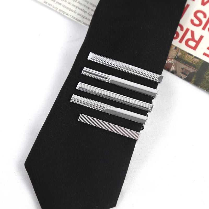 Classics Metal Silver Color Tie Clip for Men Simple Bar Clasp Practical Necktie Clasp Clip Gentleman Tie Pin Male Apparel  Accessories