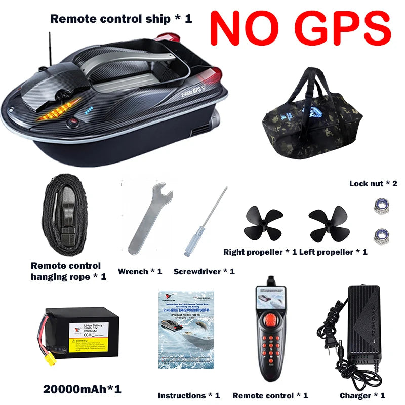 817 GPS BAIT BOAT Voice Announcements 500m 20000mAh Sonar Load 3KG Automatic Cruise Return Dual Motor Fish Finder Independent Control of Silo Ocean Lake River Professional Fishing Supplies