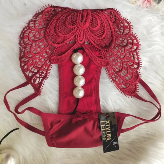 NEW Arrivals Pink/Black/Claret Color Pearl Panties, Enlarged Massage Beads, Sexy Thong, Tight Briefs Panties Women Sexy Hot  Crotchless  Thongs Women Sexy Underwear