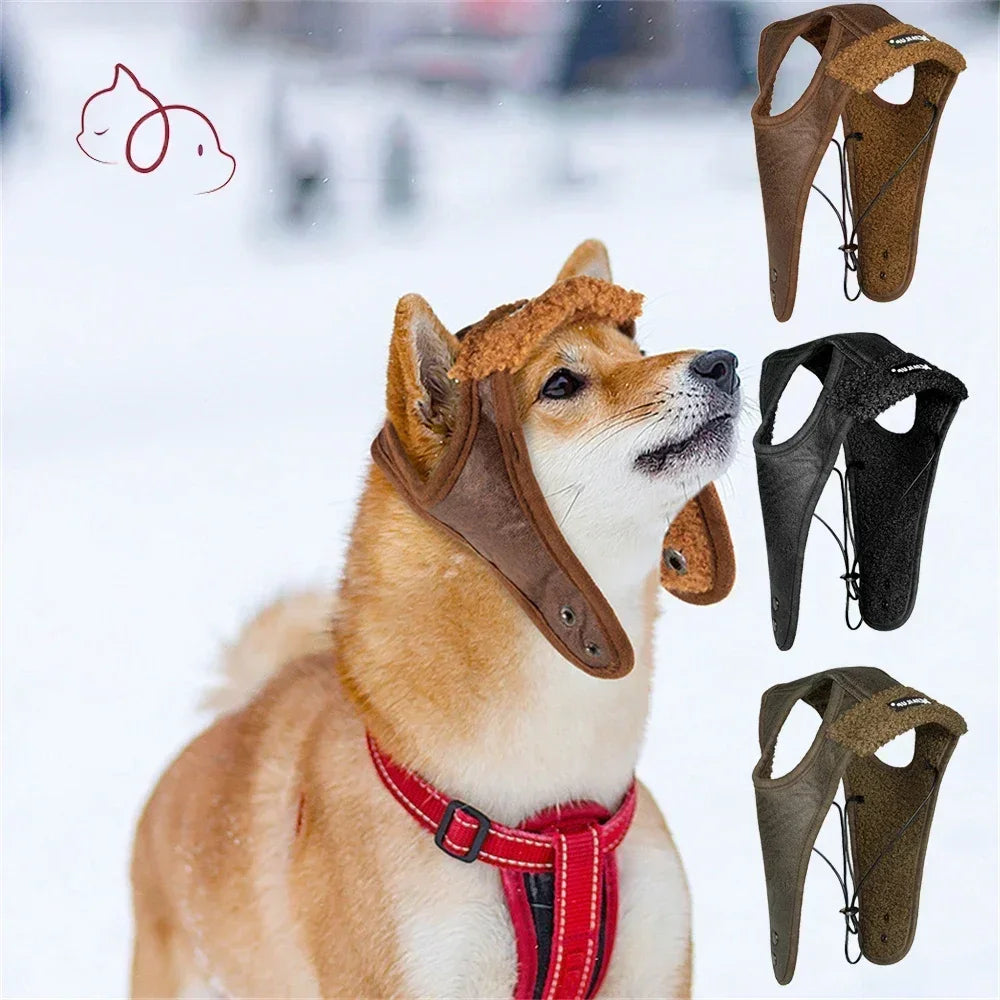 Winter Pet Dog Hat Warm Fleece Aviator Hat for Small Large Dogs Puppy Windproof Pilot Helmet PU Flight Cap Pet Accessories