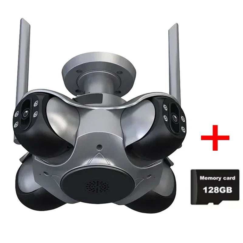 NEW 20MP Surveillance Camera 10K With Four Screens Four Pan Tilt zoom, 360° Panoramic View Home Outdoor Office Factory Wireless Wi-Fi 128GB Network Camera Home Security Supplies