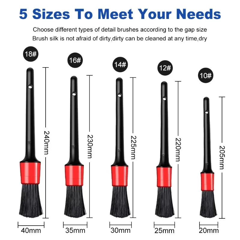 5 PCS Set Car Cleaning Brush Kit Auto Detail Brushes Dust Brushes For Car Interior Detailing Brush Set Wheel Rims Clean Brush Tools Cars Cleaning Accessories